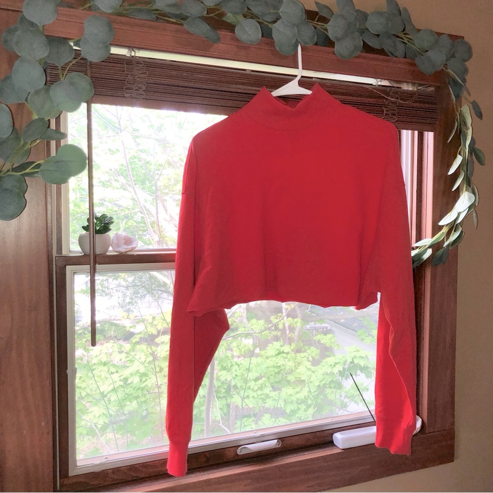 Wild Fable Mock Turtleneck Cropped Sweatshirt Red Orange Size XS Winter Casual